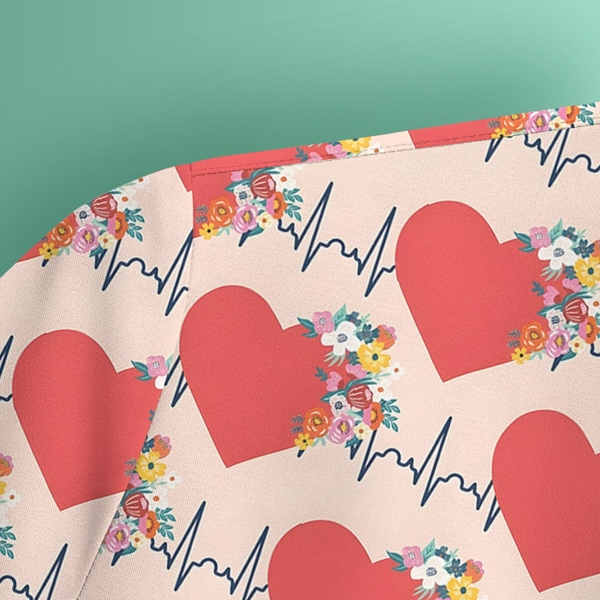 Heartbeat Floral Nurse Scrub Top