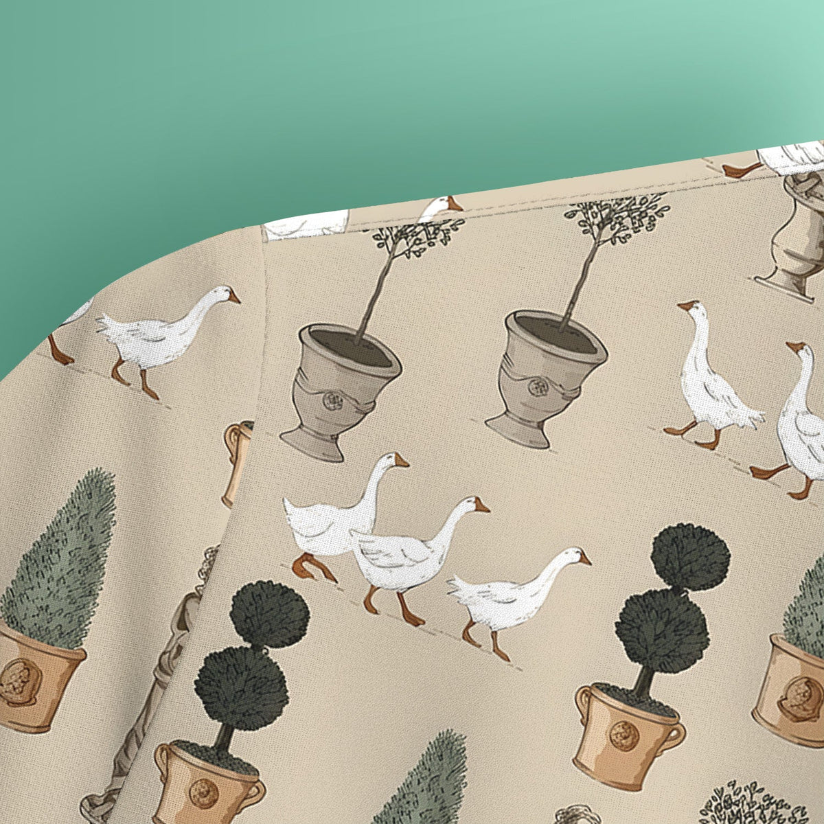 Vintage Garden Statue Topiary Goose Bird Nurse Scrub Top