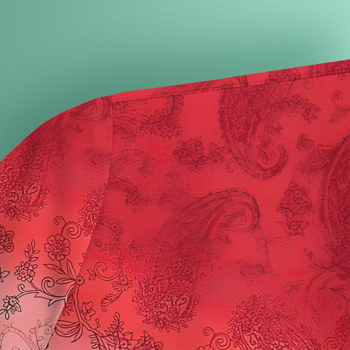 Red Blue Paisley Ombre Nurse Scrub Top