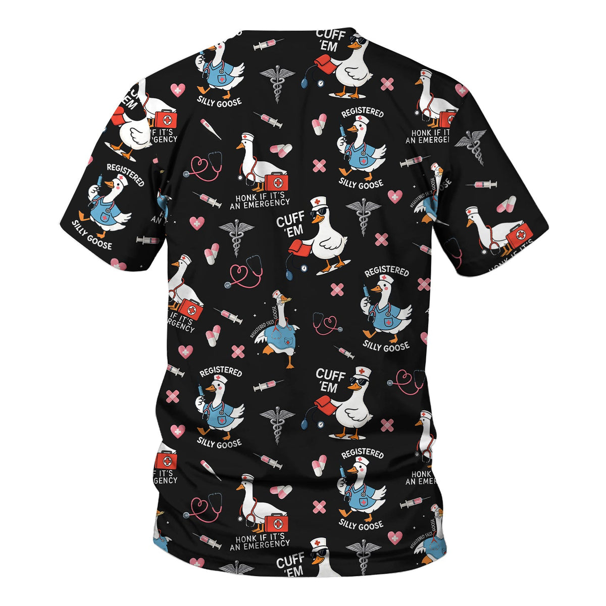 Goose Stethoscope Heart Nurse Scrub Top