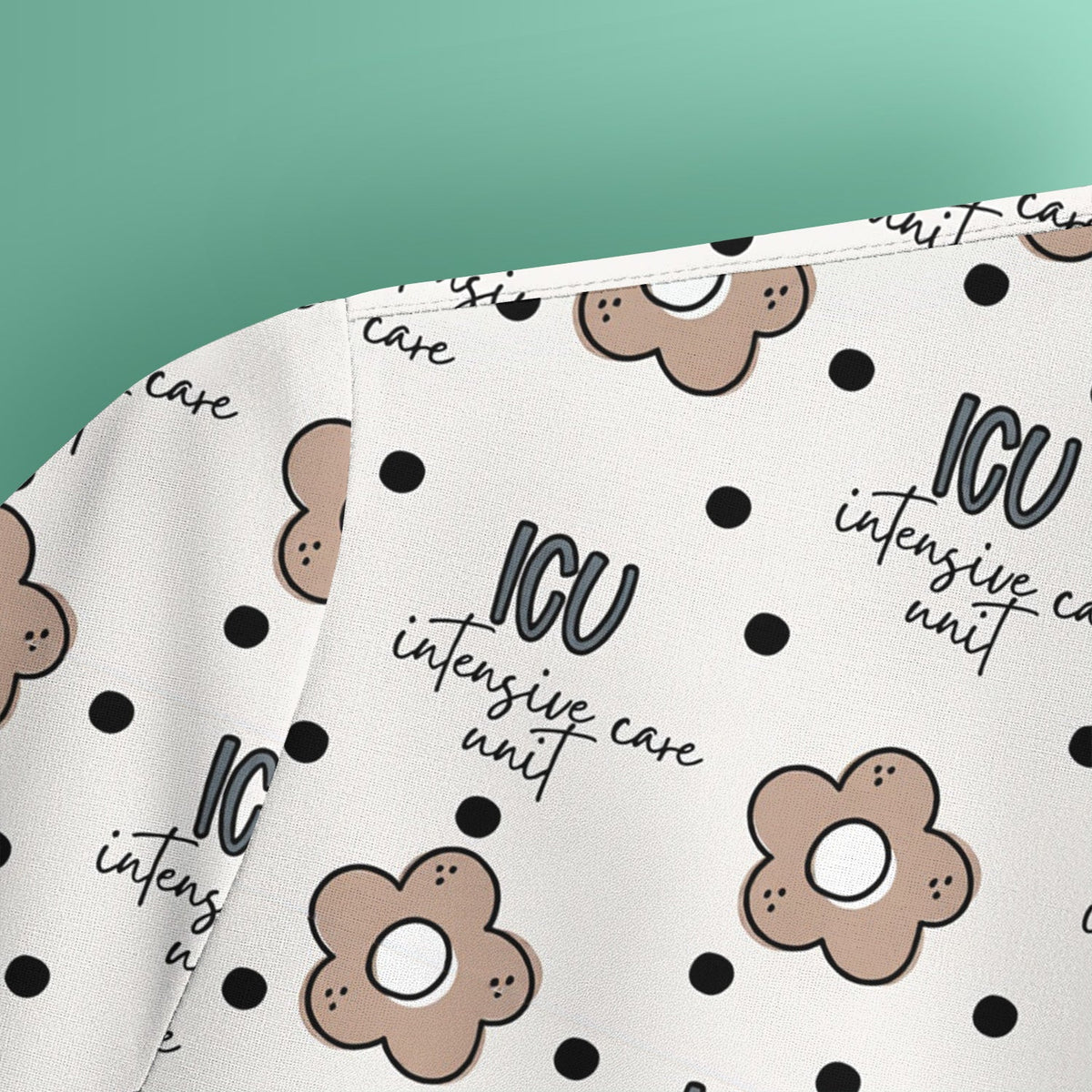 ICU Flower Polka Dot Nurse Scrub Top