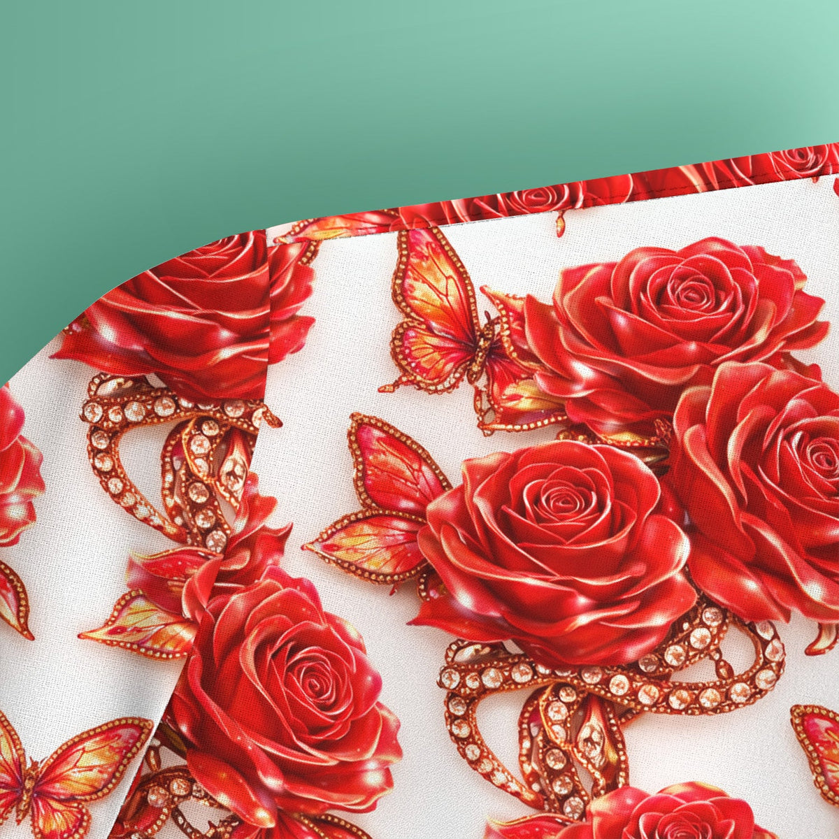Red Rose And Butterfly Nurse Scrub Top