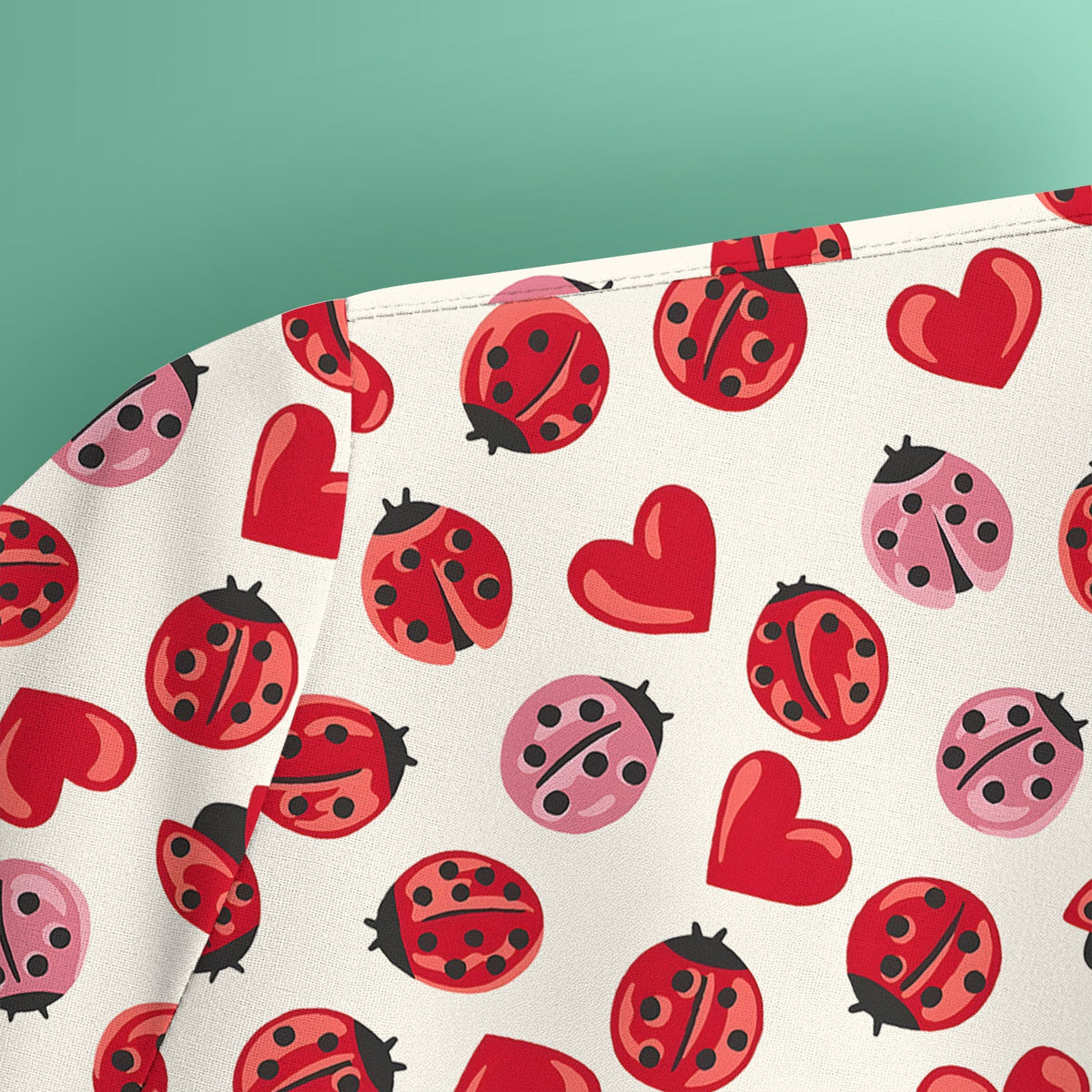 Ladybug Red Heart Nurse Scrub Top