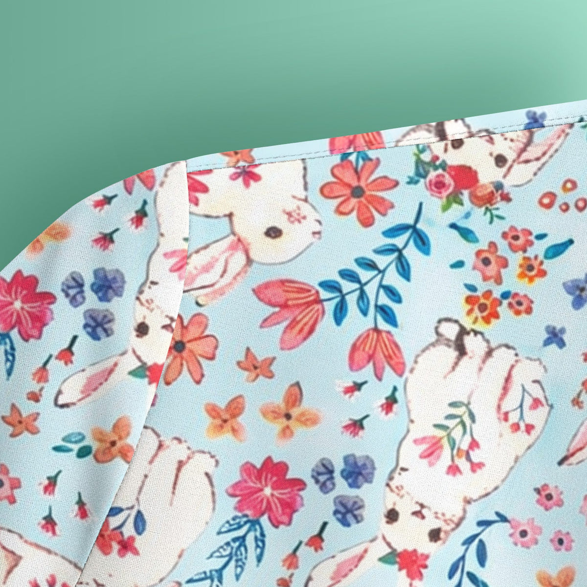 Springtime Bunny Floral Nurse Scrub Top