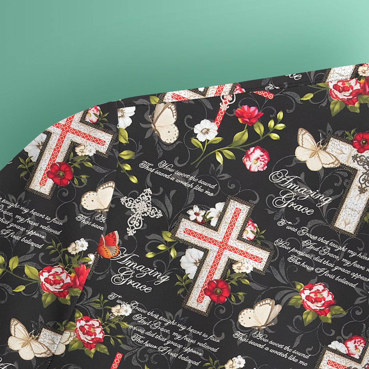 Christian Cross Roses And Butterflies Nurse Scrub Top