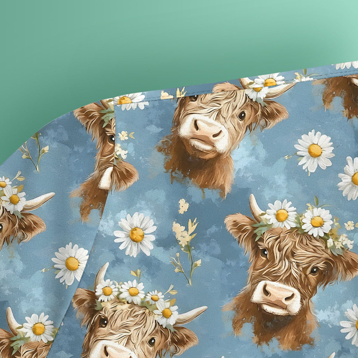 Highland Cow Daisy Flower Nurse Scrub Top