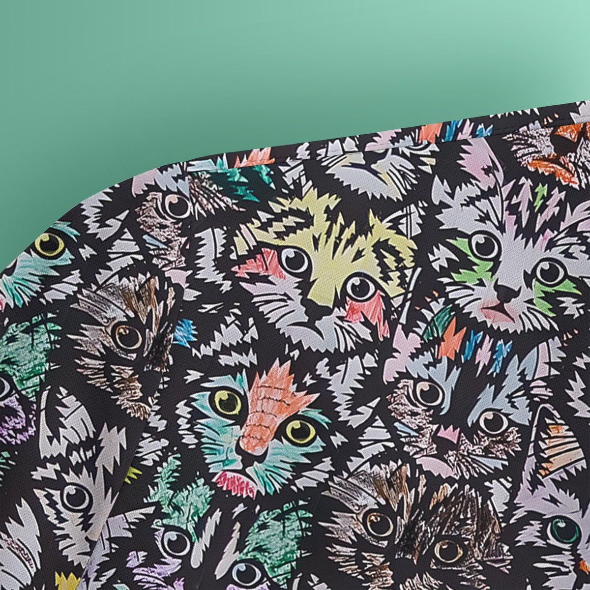 Colorful Cat Faces Nurse Scrub Top