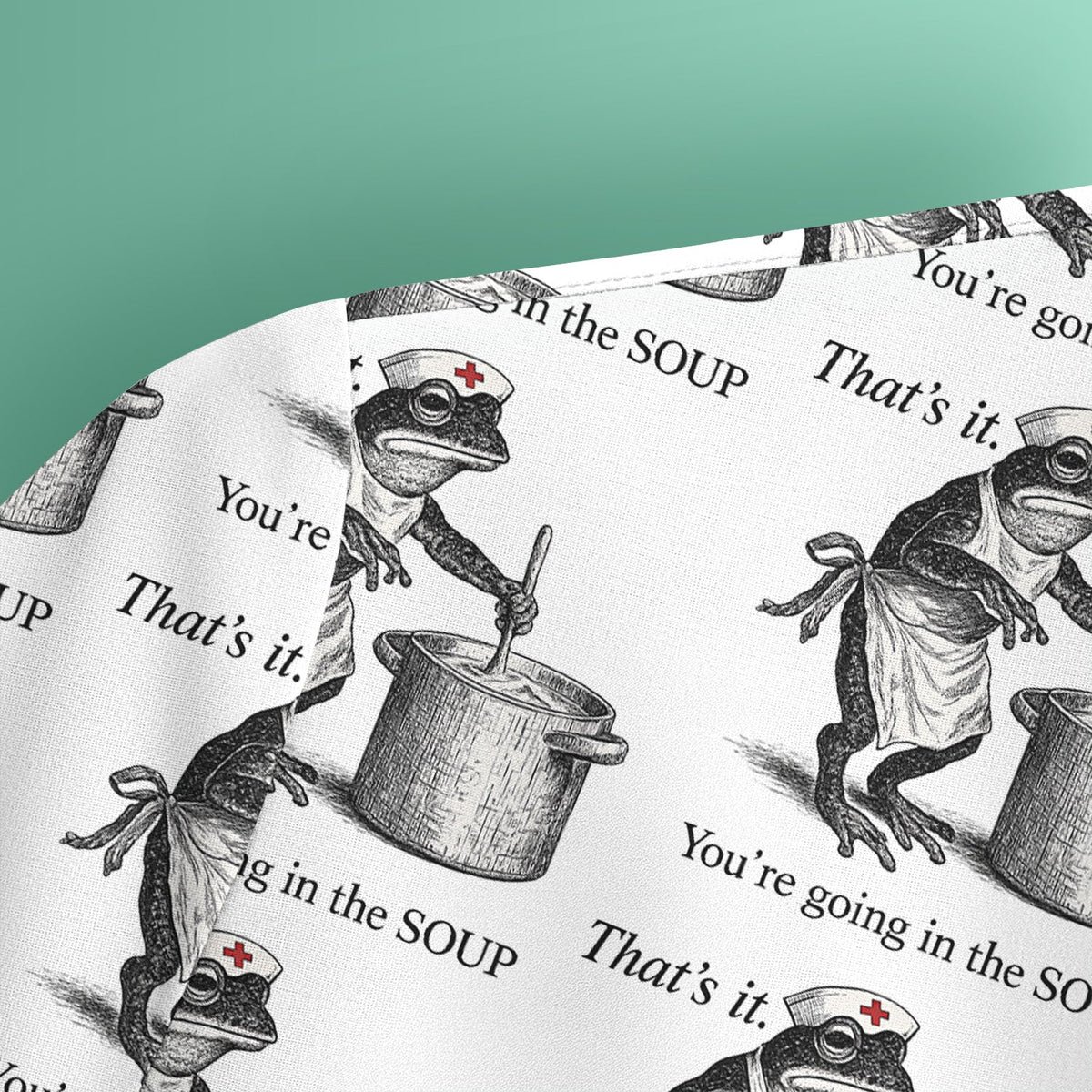Funny Nurse Frog Cooking Soup Vintage Pattern Scrub Top, Comfortable Scrubs for Nurses