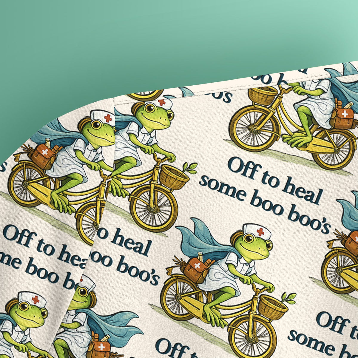 Frog Cycling Nurse Scrub Top