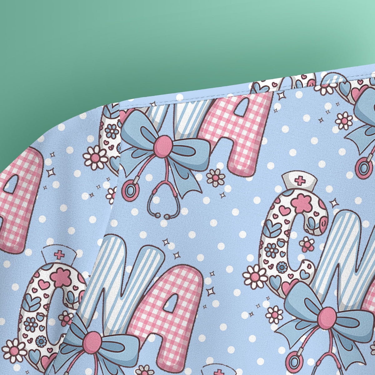 Floral Bow Nurse Scrub Top