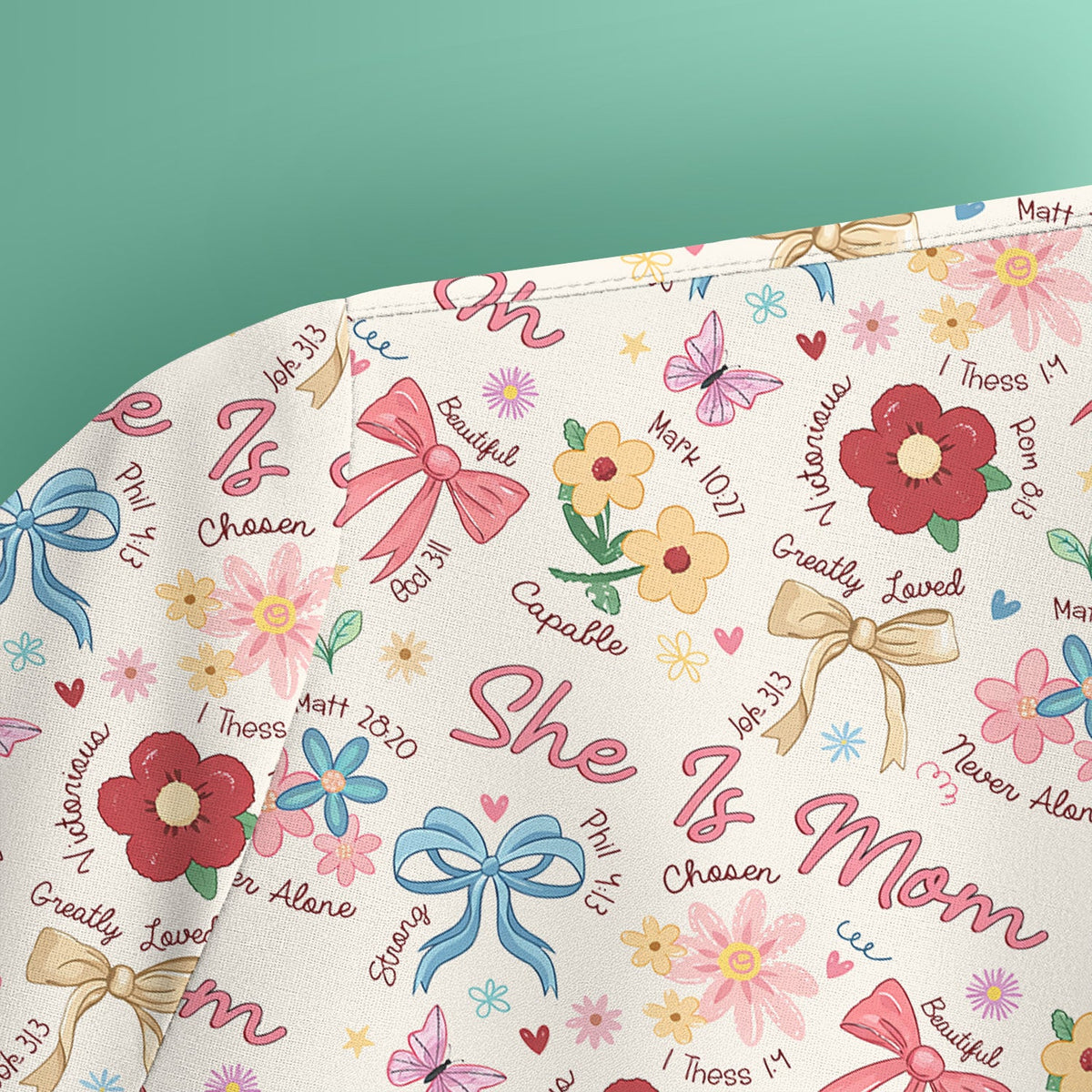 She Is Mom Floral Bow Nurse Scrub Top