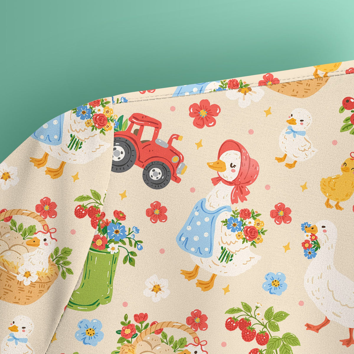 Farm Duck Chicken Tractor Flower Basket Nurse Scrub Top