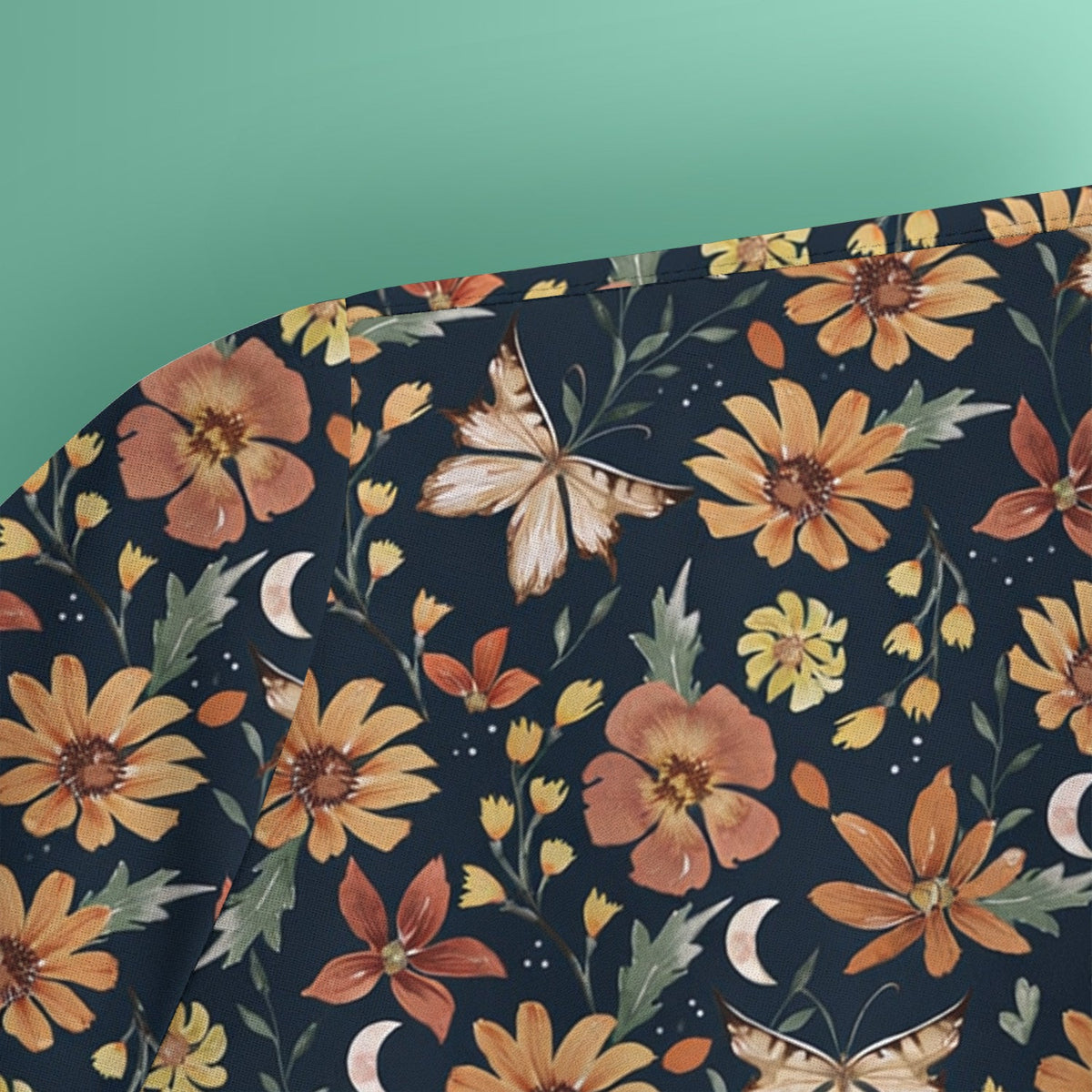Autumn Floral Butterfly Moon Nurse Scrub Top
