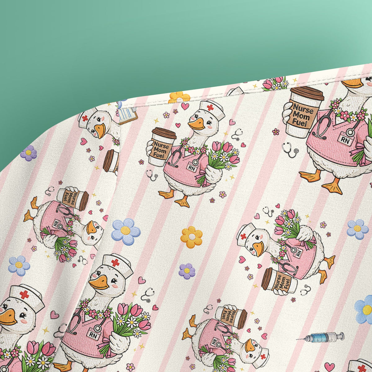 Cartoon Nurse Goose Scrub Top