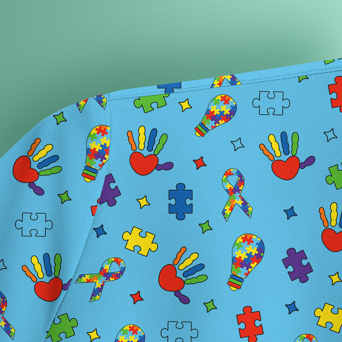 Autism Awareness Colorful Puzzle Nurse Scrub Top