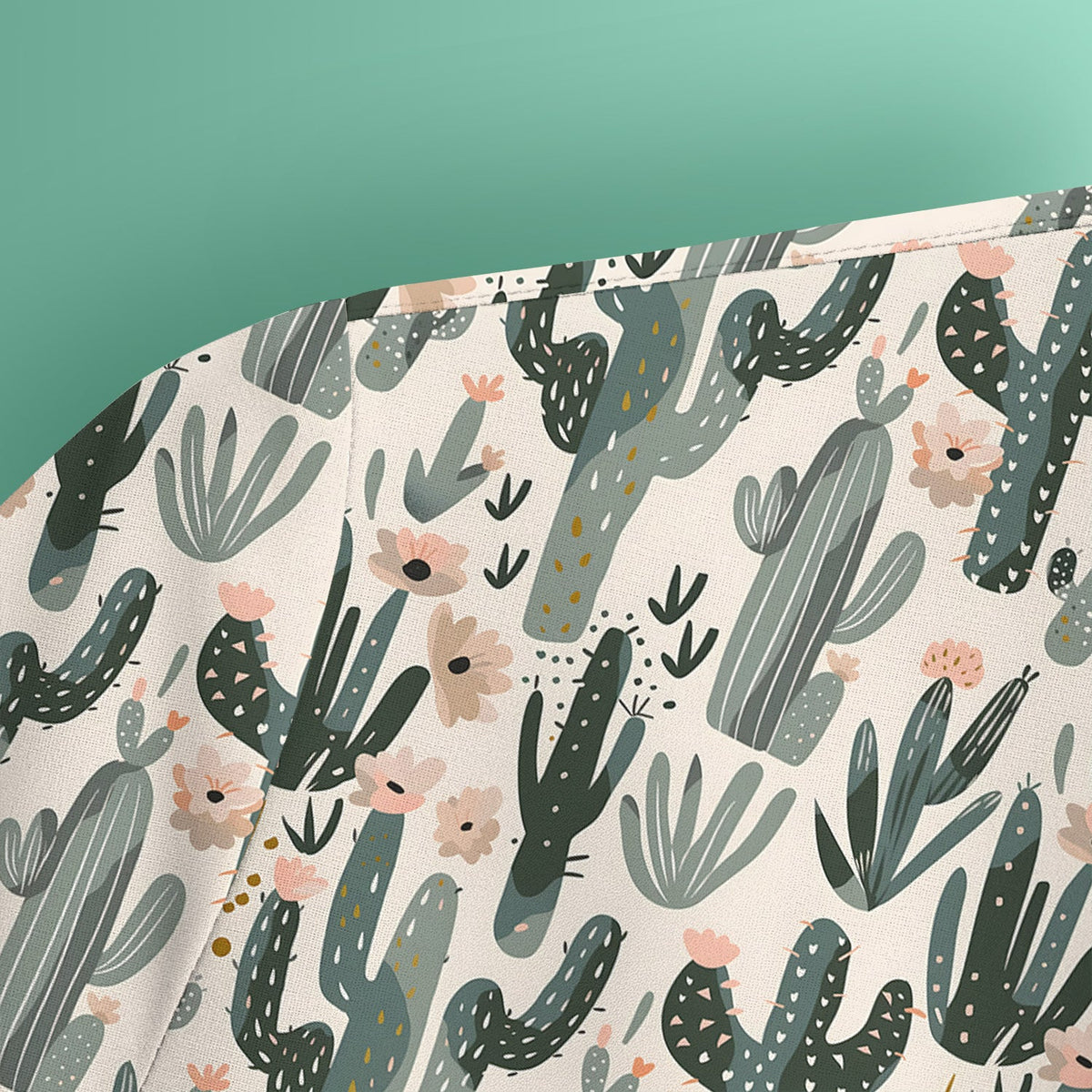 Green Cactus Desert Blossom Nurse Scrub Top