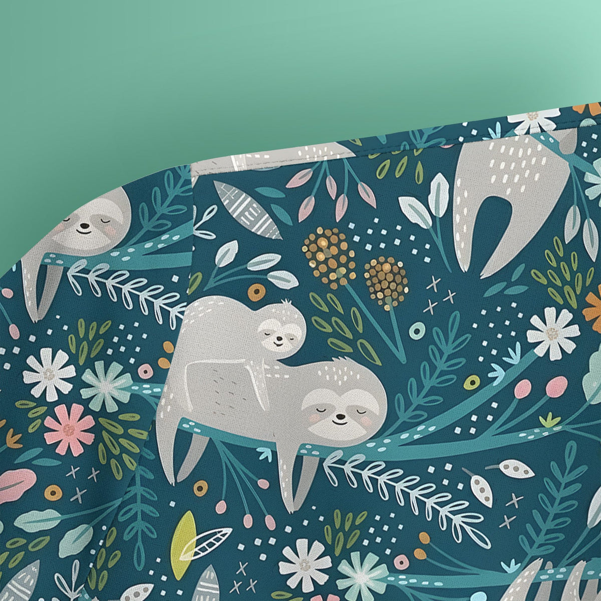 Sloth Jungle Leaf Nurse Scrub Top