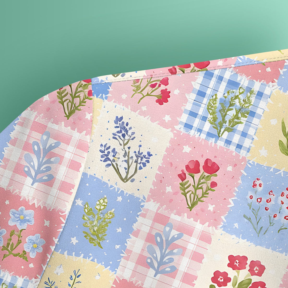 Pastel Patchwork Wildflower Garden Nurse Scrub Top