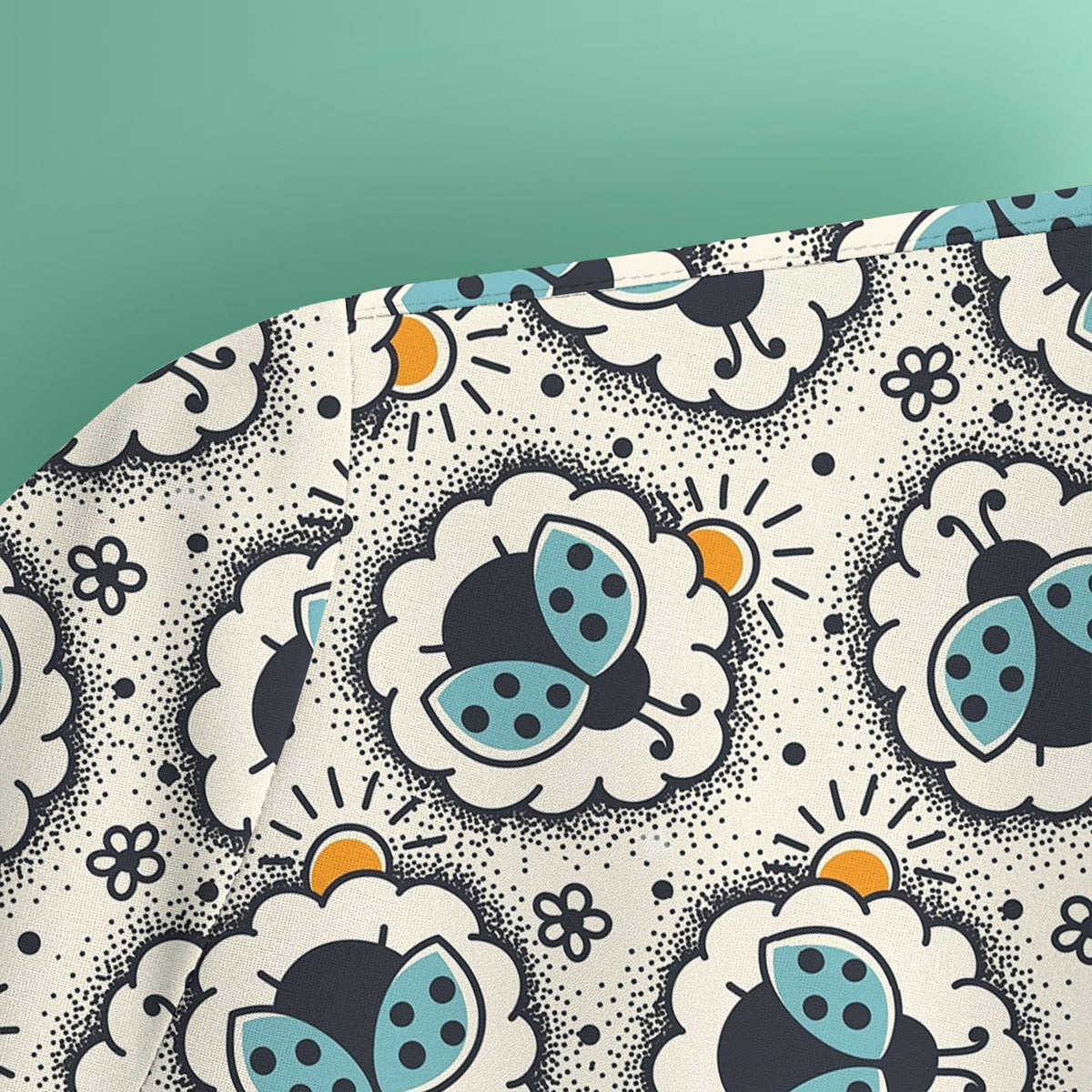 Ladybug Floral Frame Nurse Scrub Top