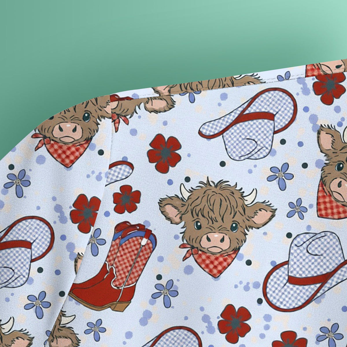 Highland Cow Cowboy Boots Nurse Scrub Top