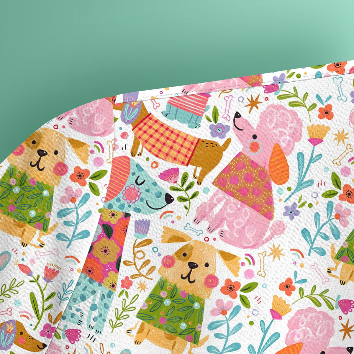 Colorful Dog Floral Nurse Scrub Top