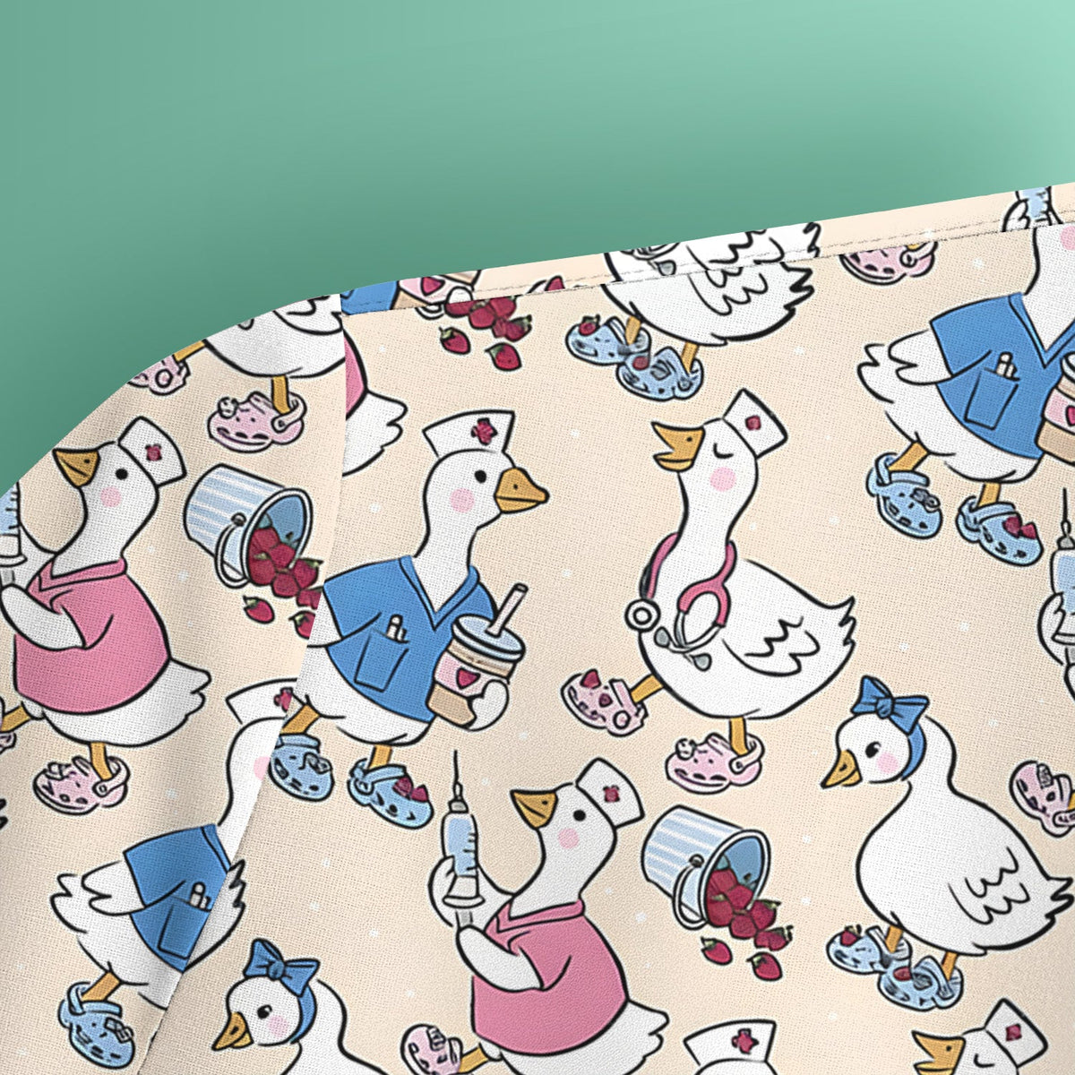 Goose Cartoon Nurse Scrub Top