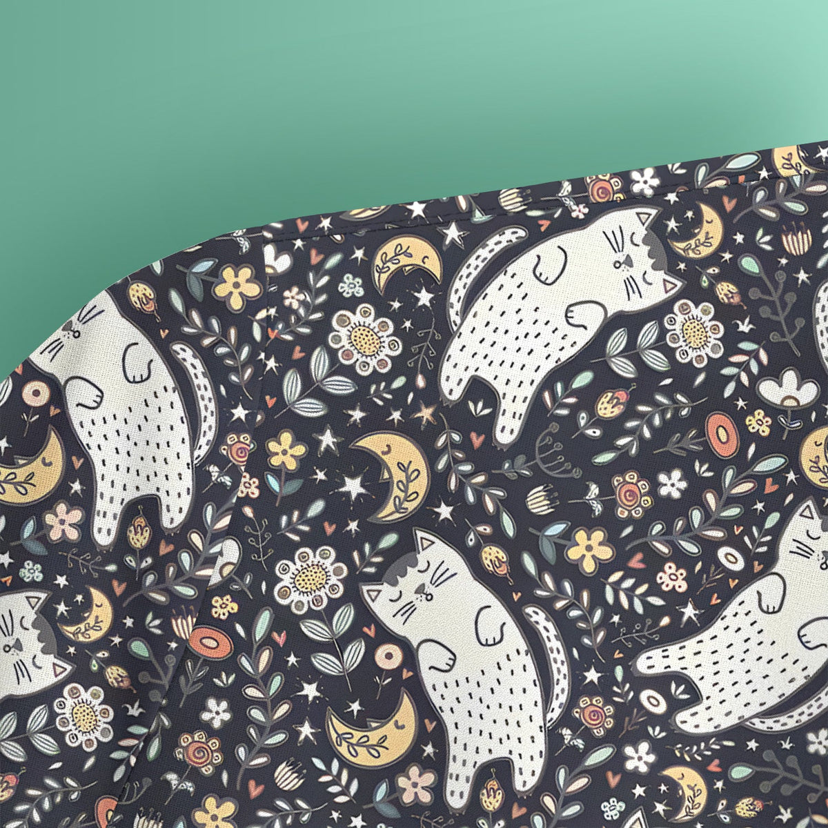 Moonlit Floral Cat Nurse Scrub Top