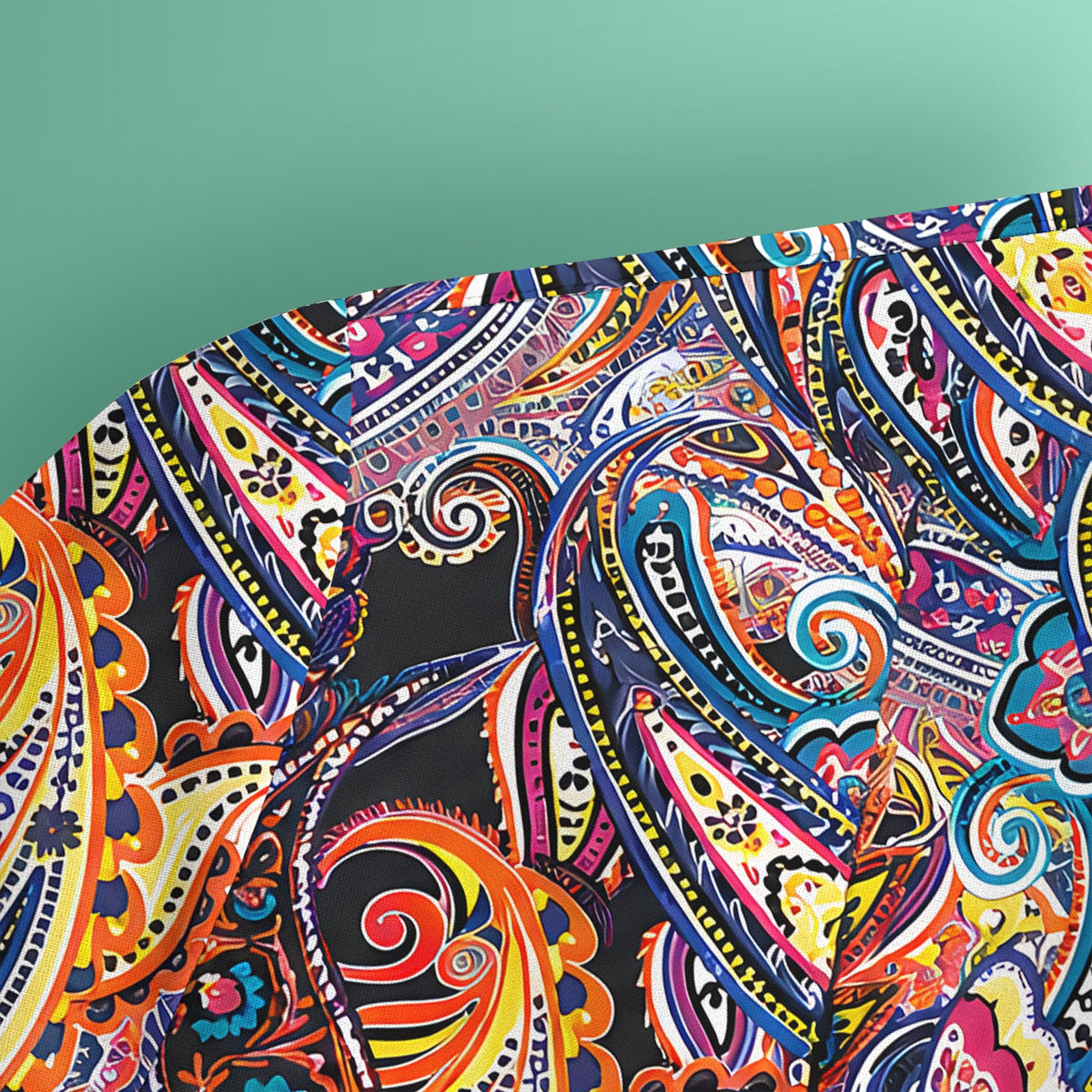 Colorful Bohemian Paisley Floral Nurse Scrub Top