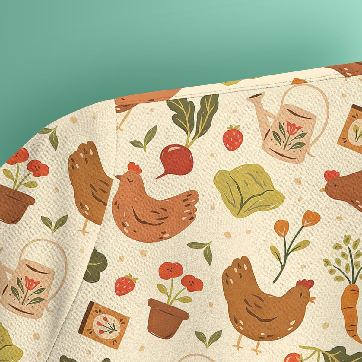 Rustic Farm Chicken Vegetable Nurse Scrub Top