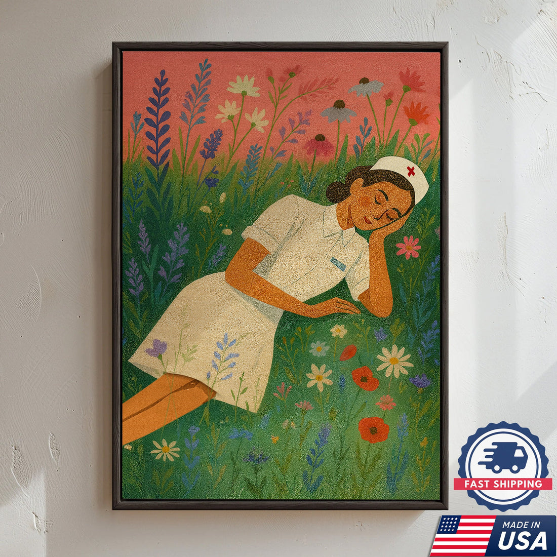 Vintage Resting Nurse Cottagecore Canvas