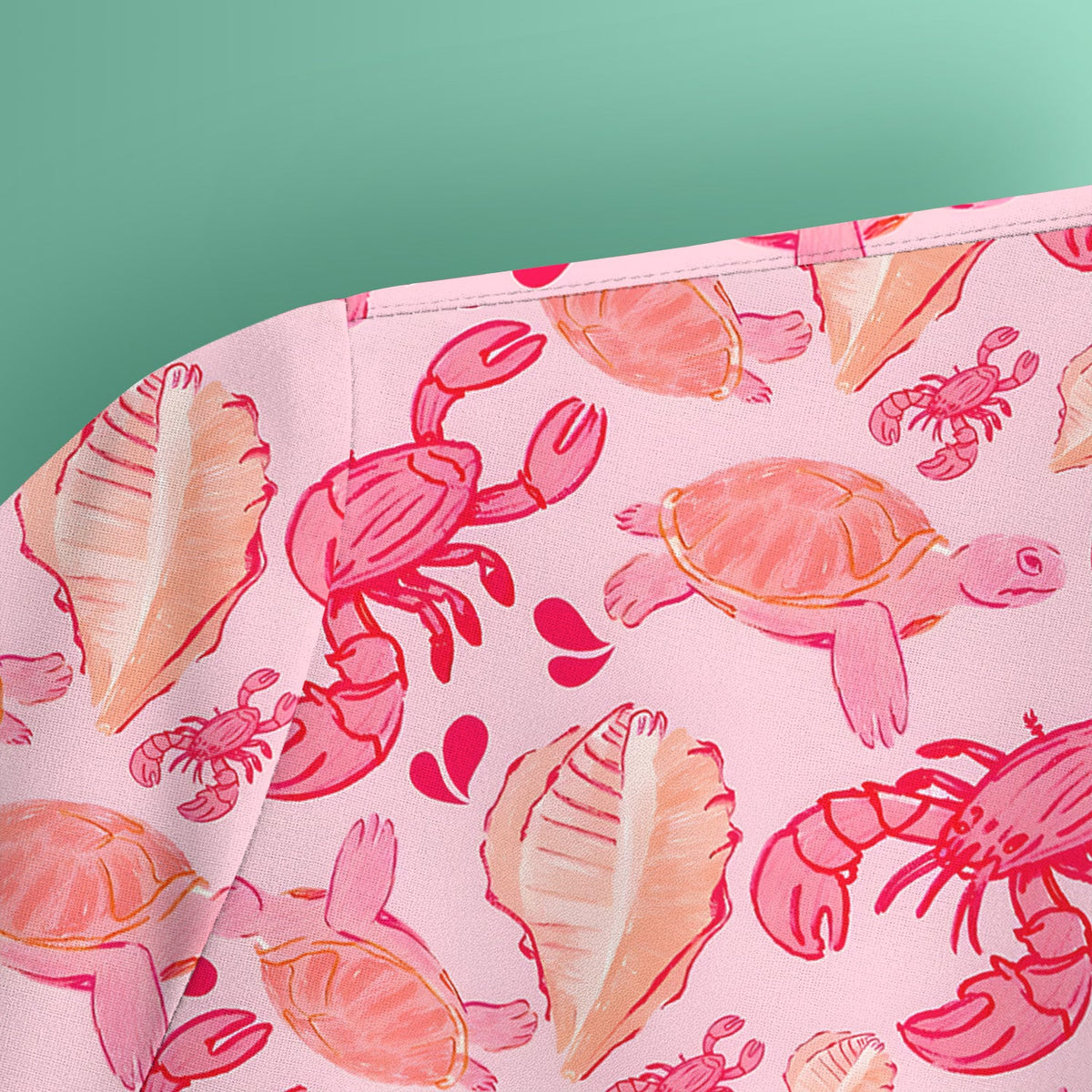 Pink Sea Turtle Lobster Shell Nurse Scrub Top