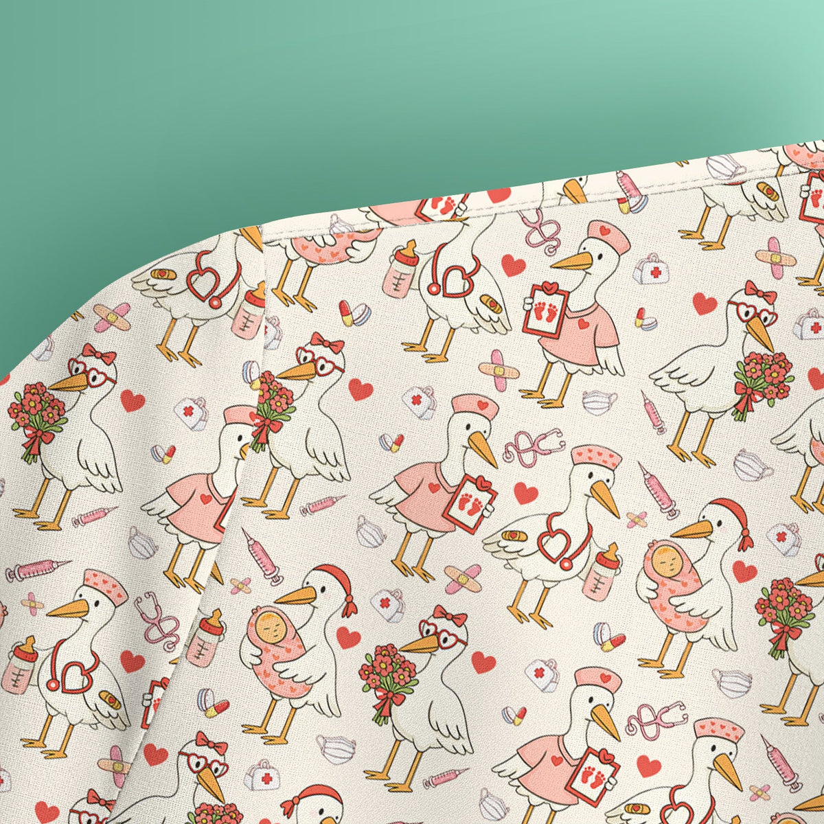 Valentine Goose Nurse Scrub Top