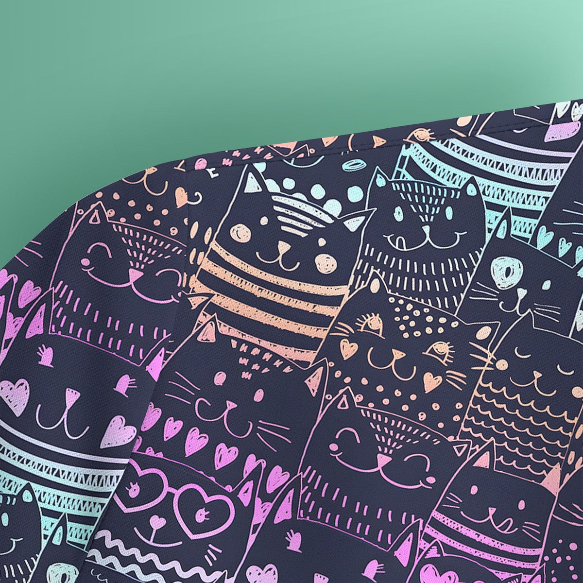 Neon Cat Faces Nurse Scrub Top