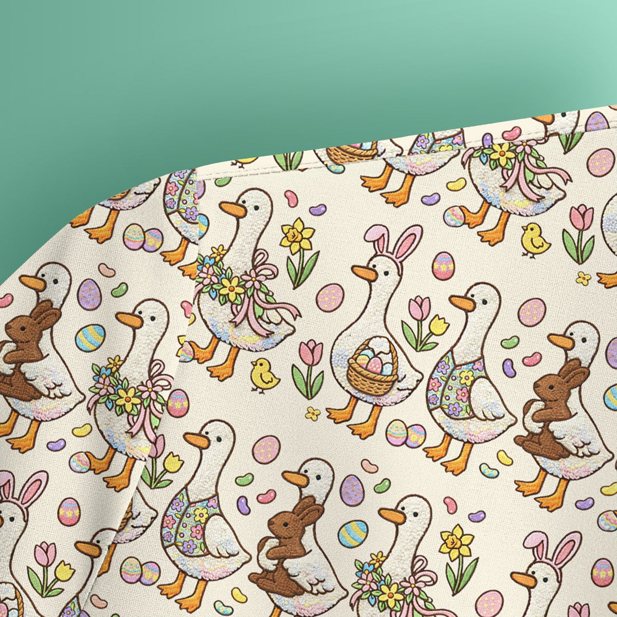 Duck Bunny Egg Floral Nurse Scrub Top - Easter Gift