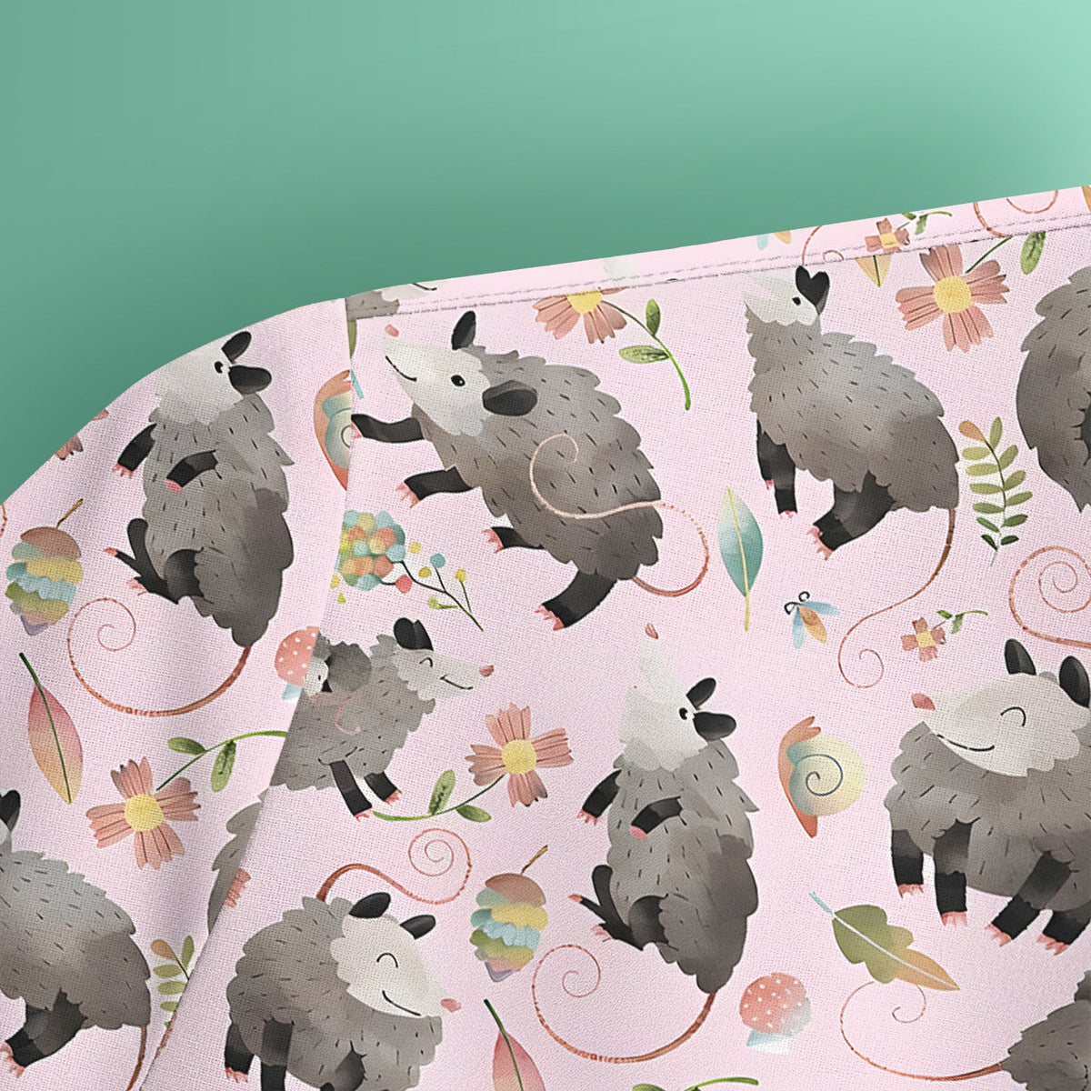 Opossum Playing Flower Garden Nurse Scrub Top