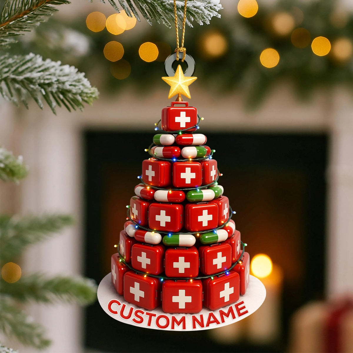 Personalized Pill Box Christmas Nurse Ornament