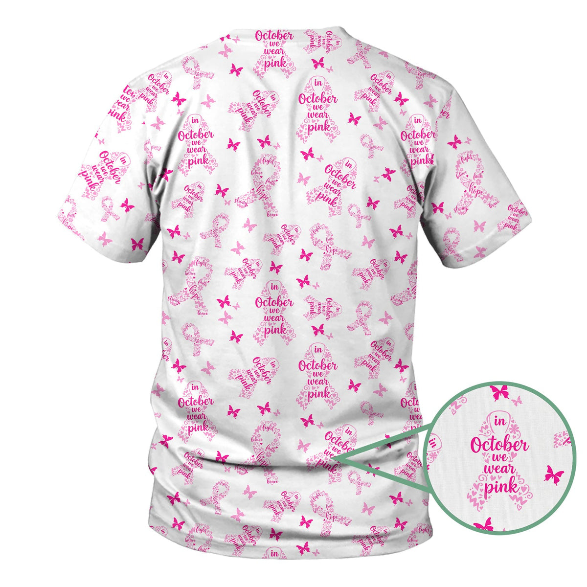 Personalized Breast Cancer Awareness Nurse Scrub Top