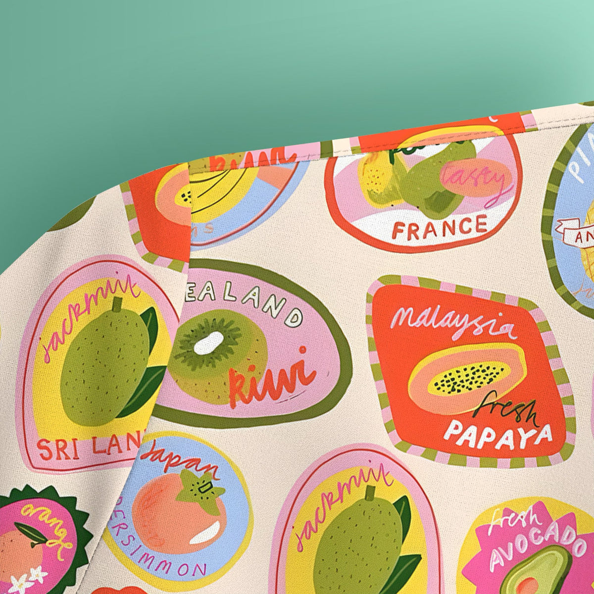 Summer Colorful Fruit Sticker Nurse Scrub Top