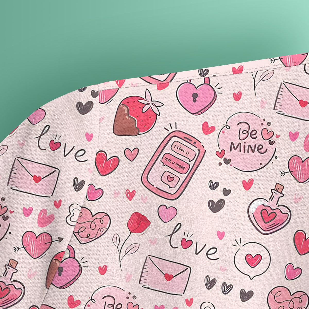 Be Mine Pink Heart Valentine Nurse Scrub Top