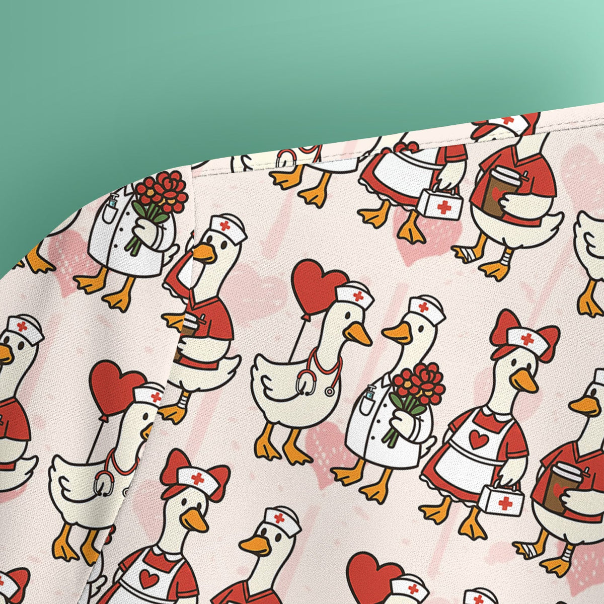 Valentine Nurse Goose Scrub Top