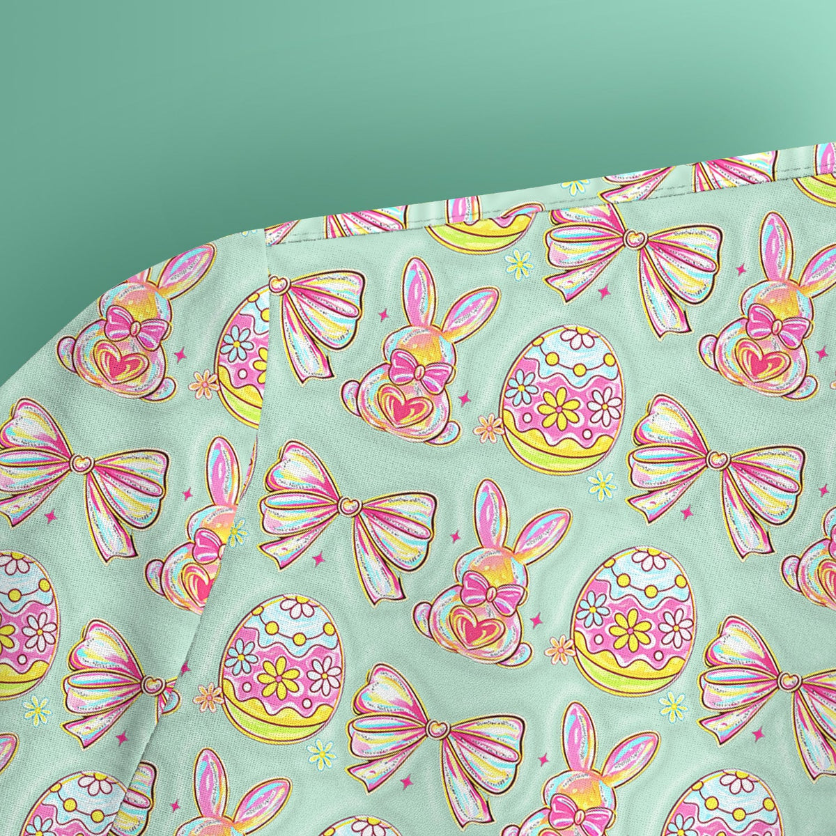 Bunny Pastel Egg Bow Nurse Scrub Top - Easter Gift