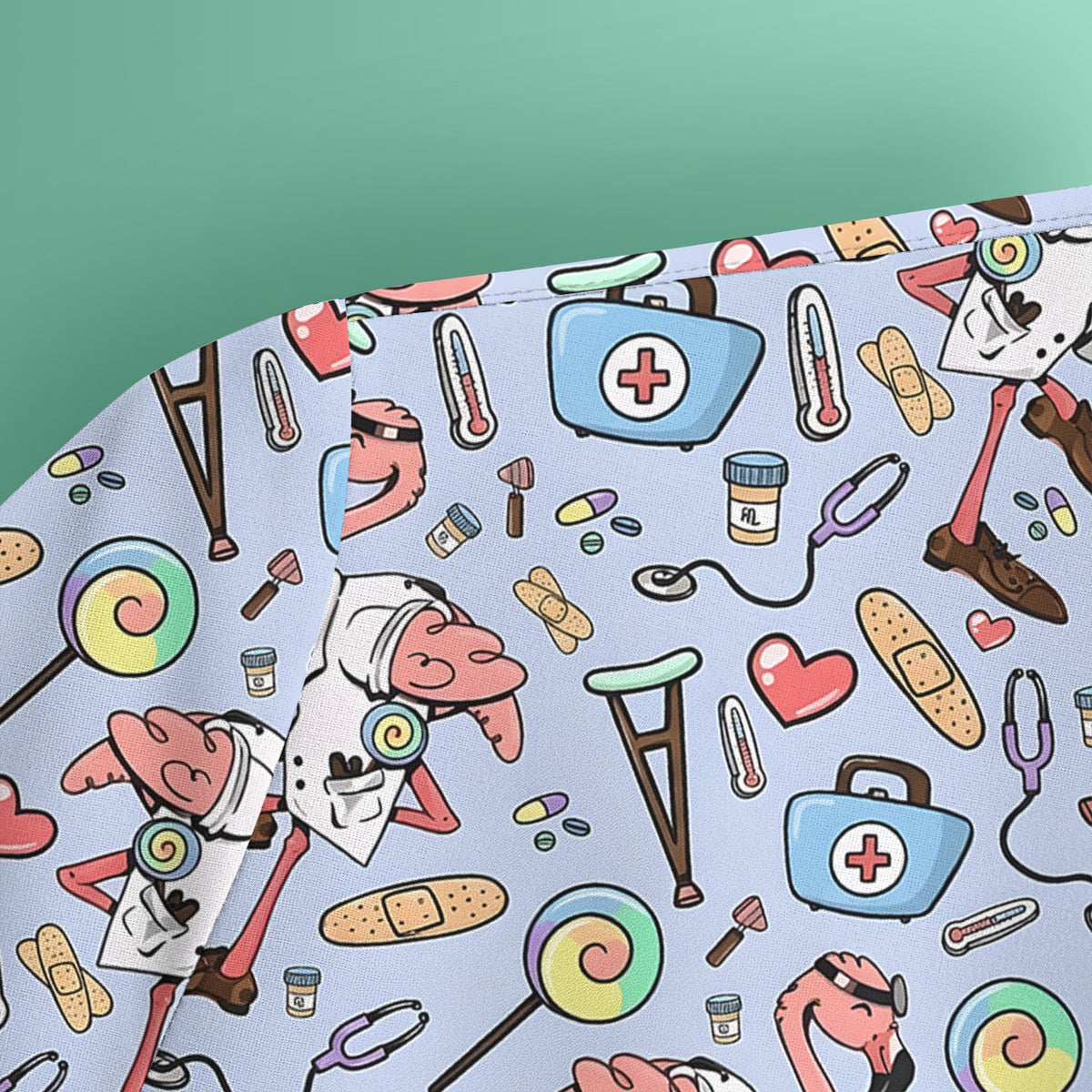 Flamingo Medical Nurse Scrub Top