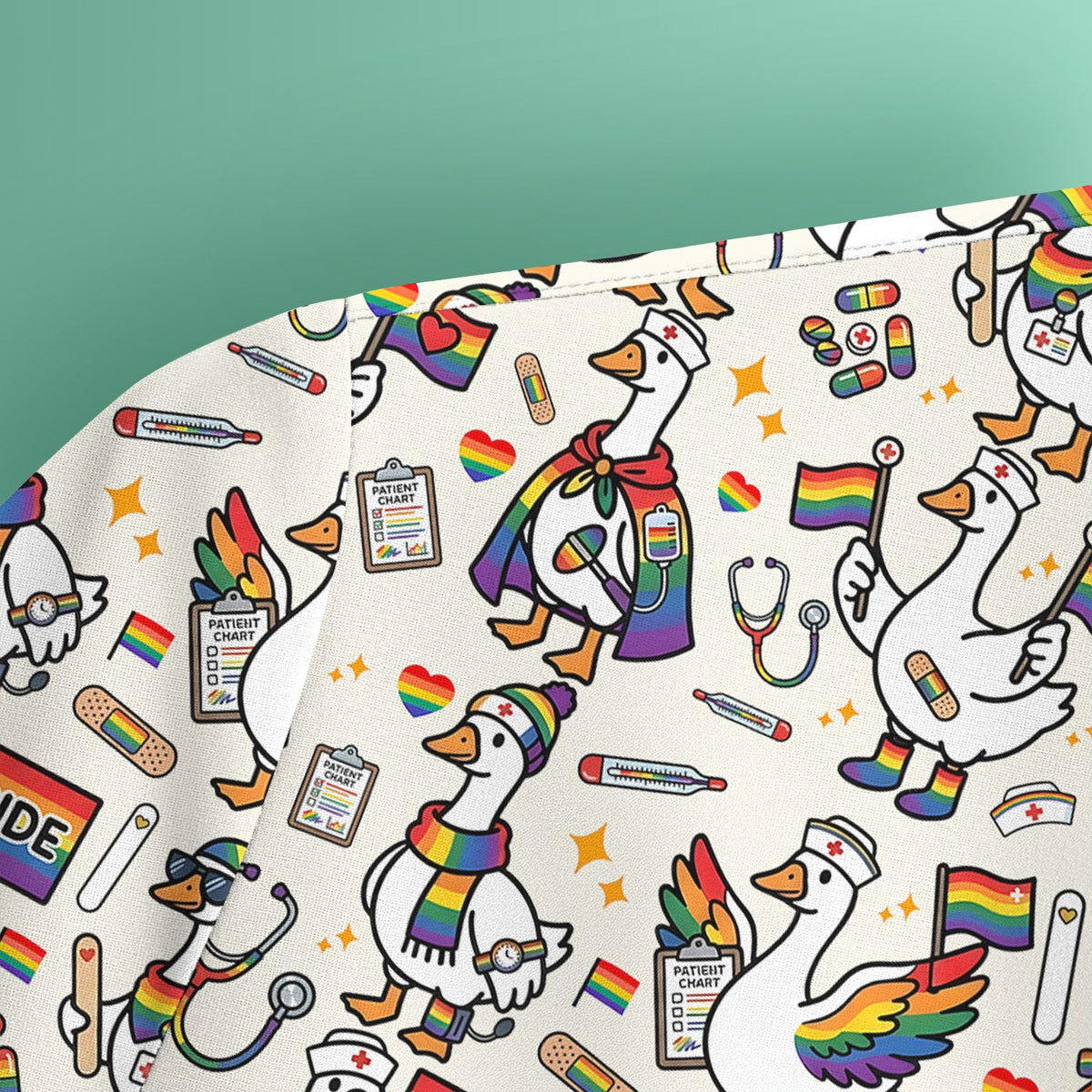LGBT Pride Nurse Duck Scrub Top