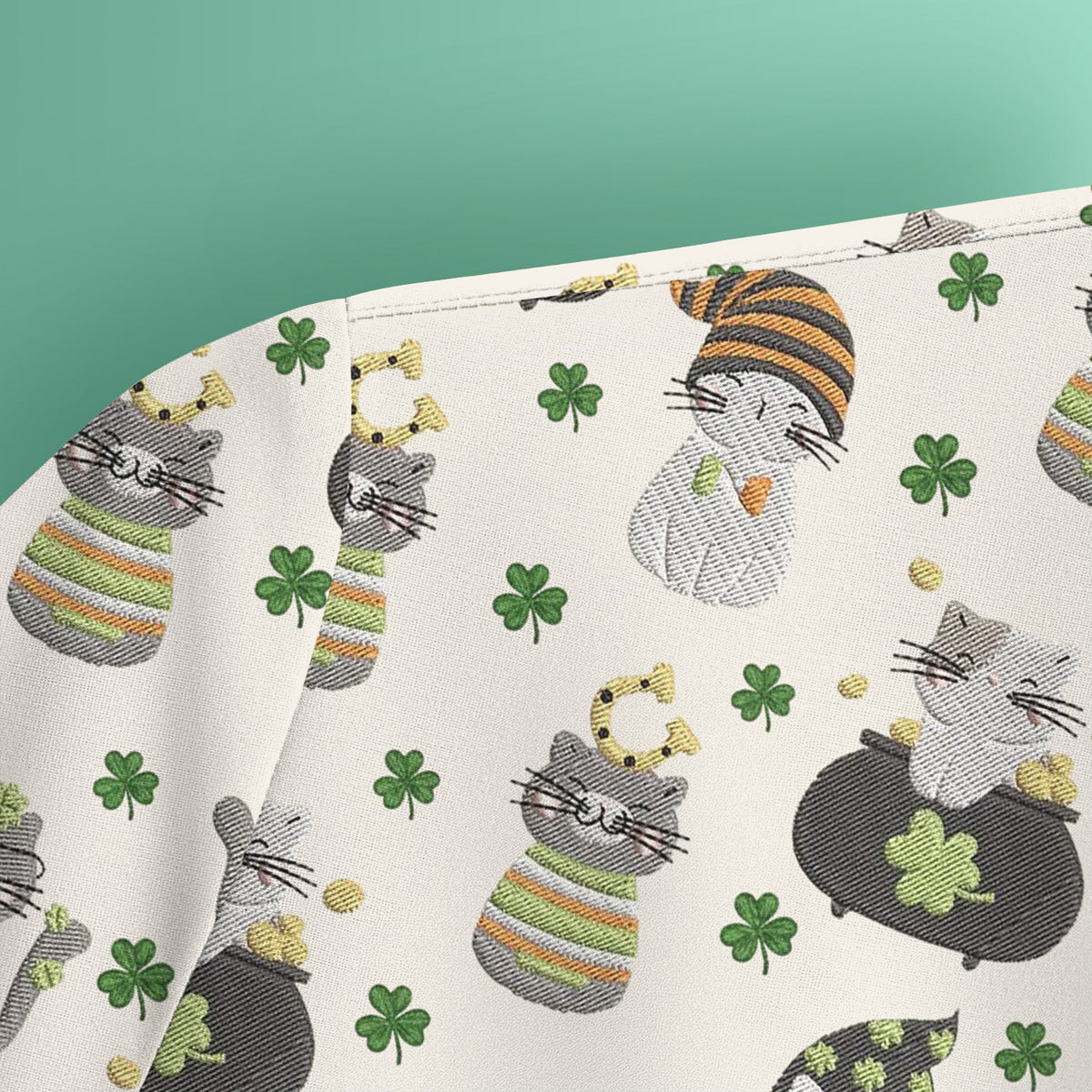 St Patrick Lucky Cat Shamrock Nurse Scrub Top