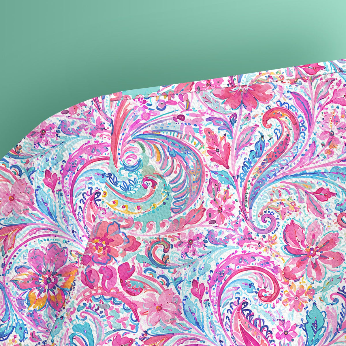 Elegant Pink Paisley Blossom Nurse Scrub Top