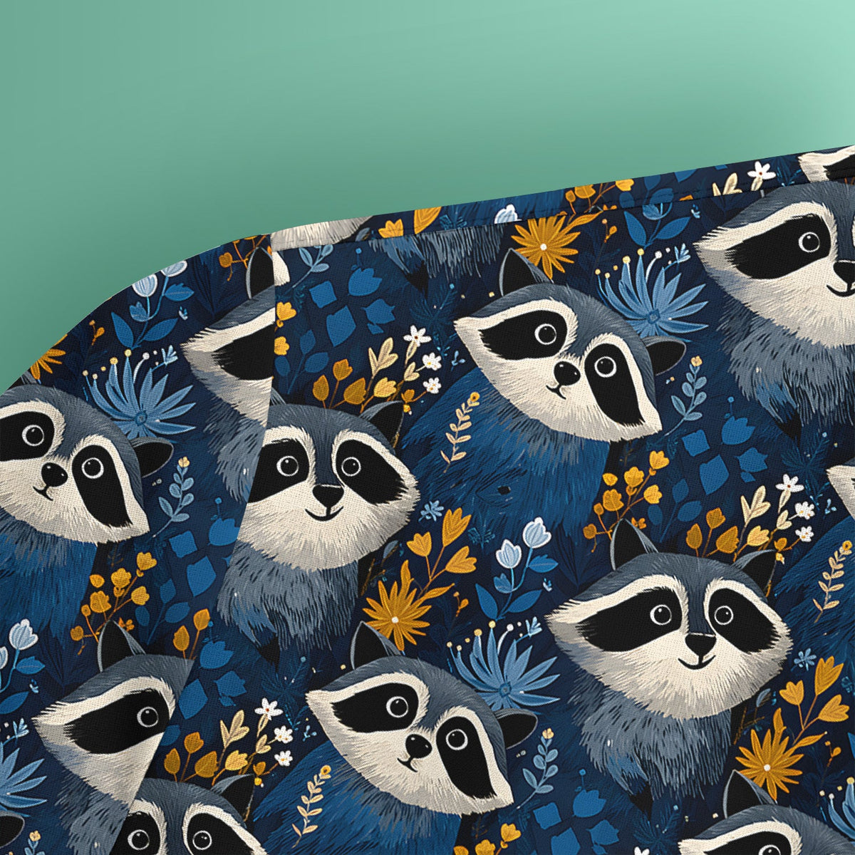 Raccoon Blue Floral Forest Nurse Scrub Top
