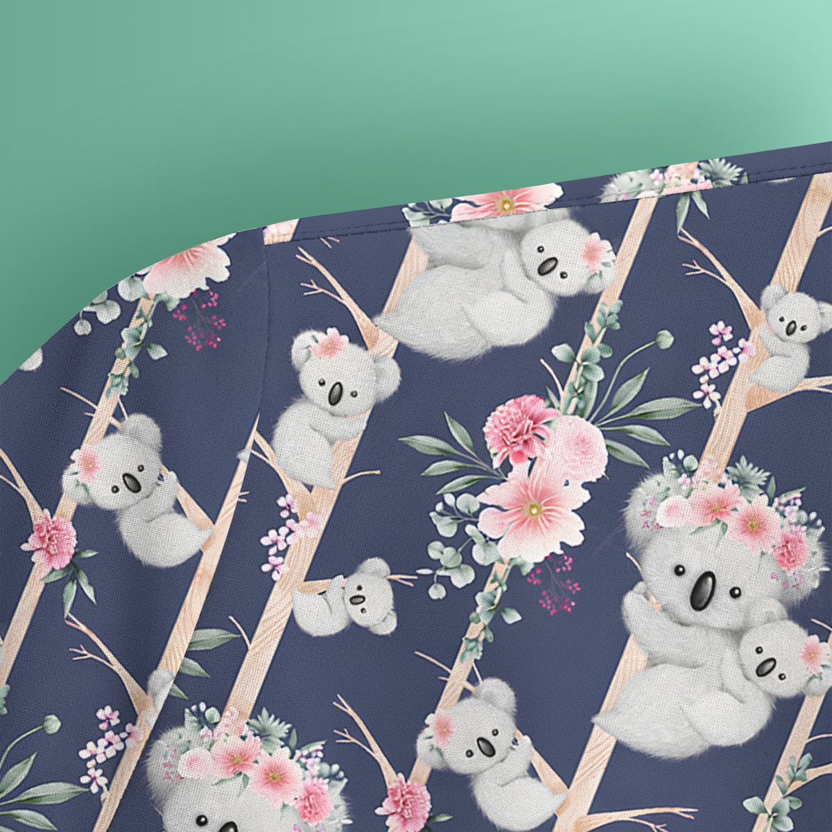 Koala Climbing Tree Blossom Nurse Scrub Top