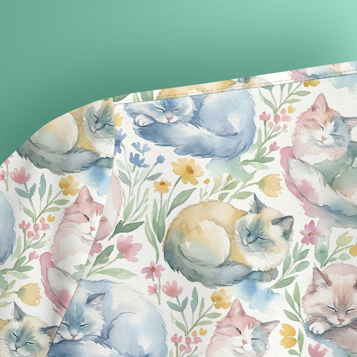 Dreamy Sleeping Cat Floral Nurse Scrub Top