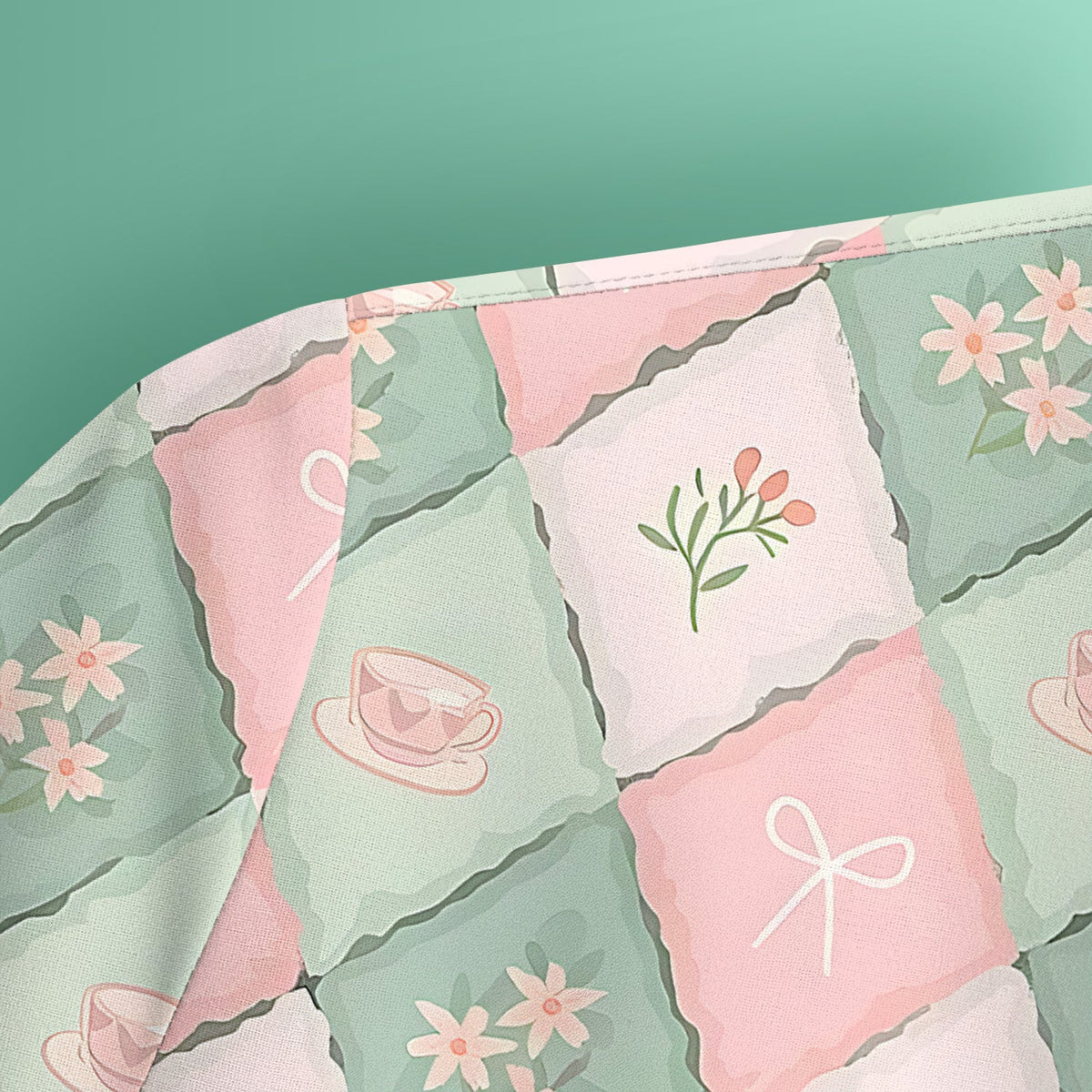Flowers Tea Cups Nurse Scrub Top