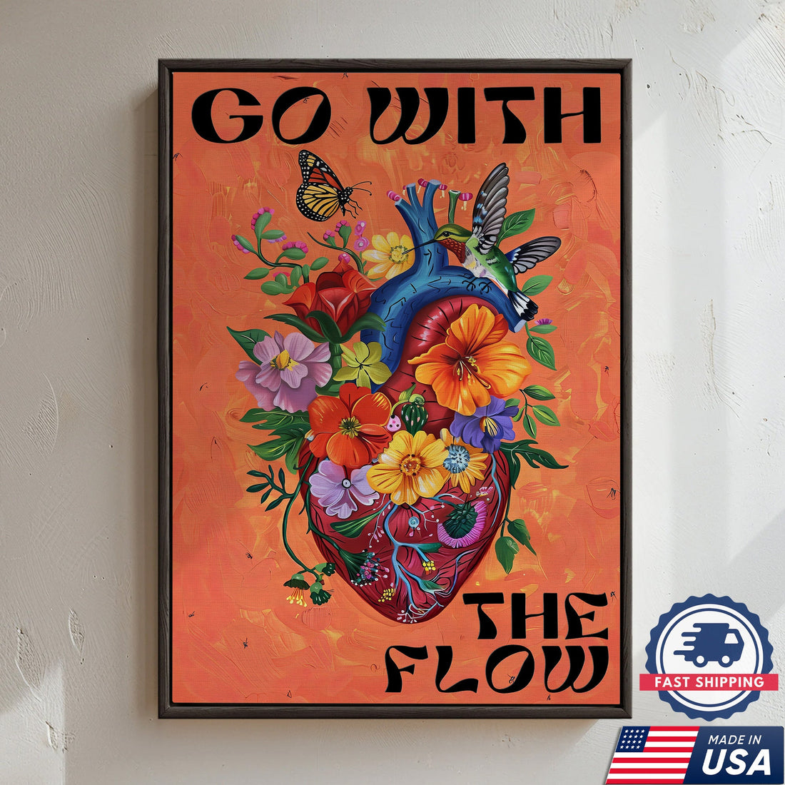 Go With The Flow Heart Flowers Nurse Canvas